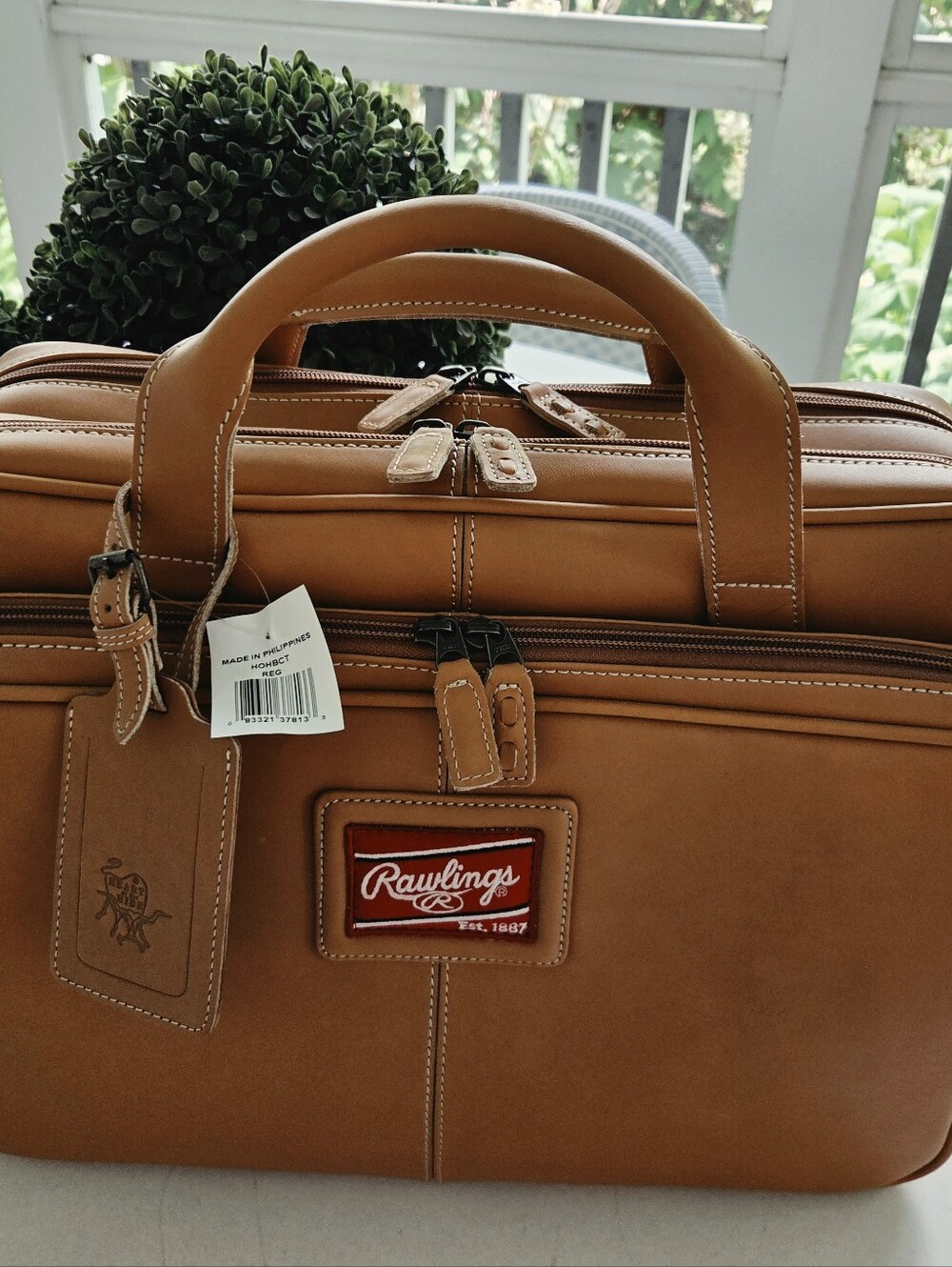 Rawlings Tan Leather Briefcase - Men’s Travel & Work Bag